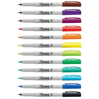 Sharpie rotuladores permanentes, punta ultrafina, colores surtidos, juego de 12 marcadores, material escolar ideal - Imagen 3